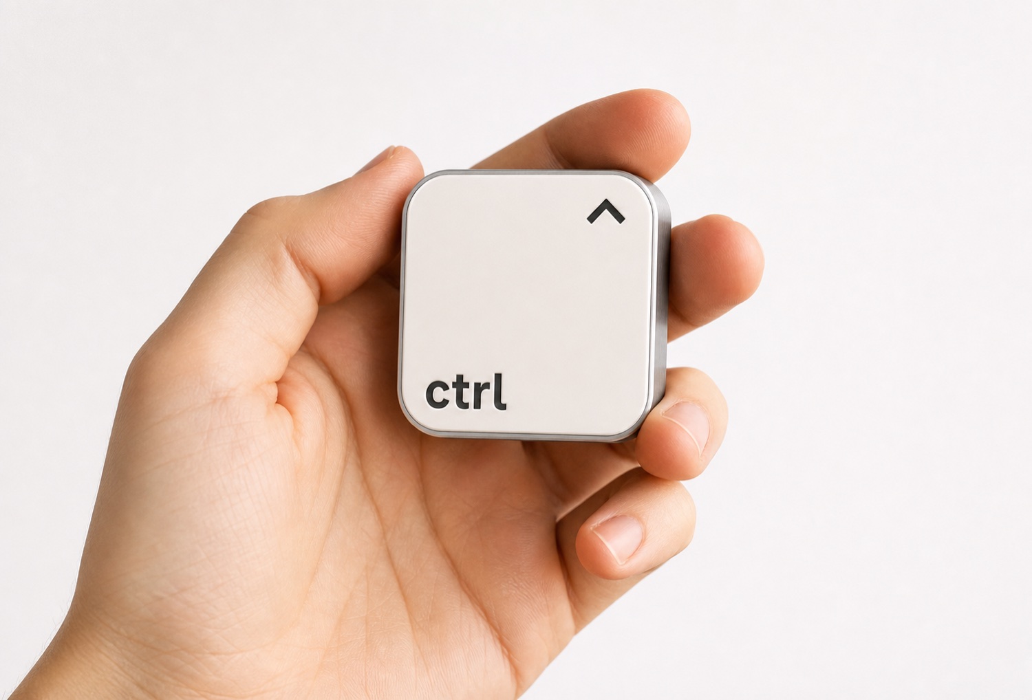 Der ctrl key in der Hand, kaum groesser als eine Streichholzschachtel